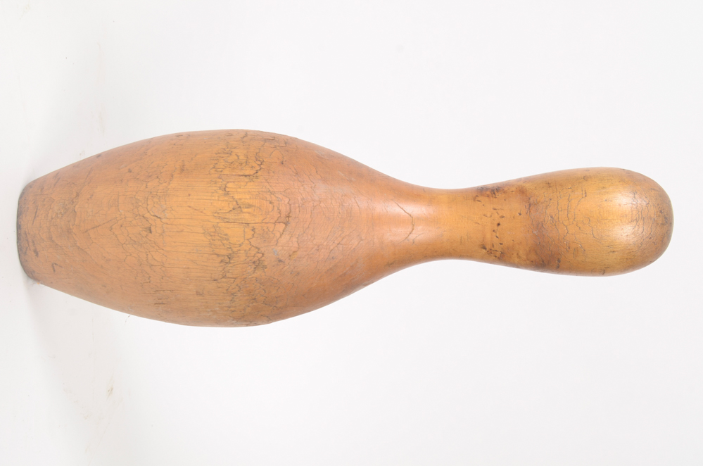 Early 20th Century Wood Bowling Ball and Pins