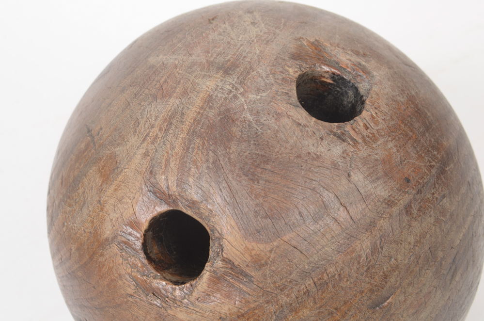 Early 20th Century Wood Bowling Ball and Pins
