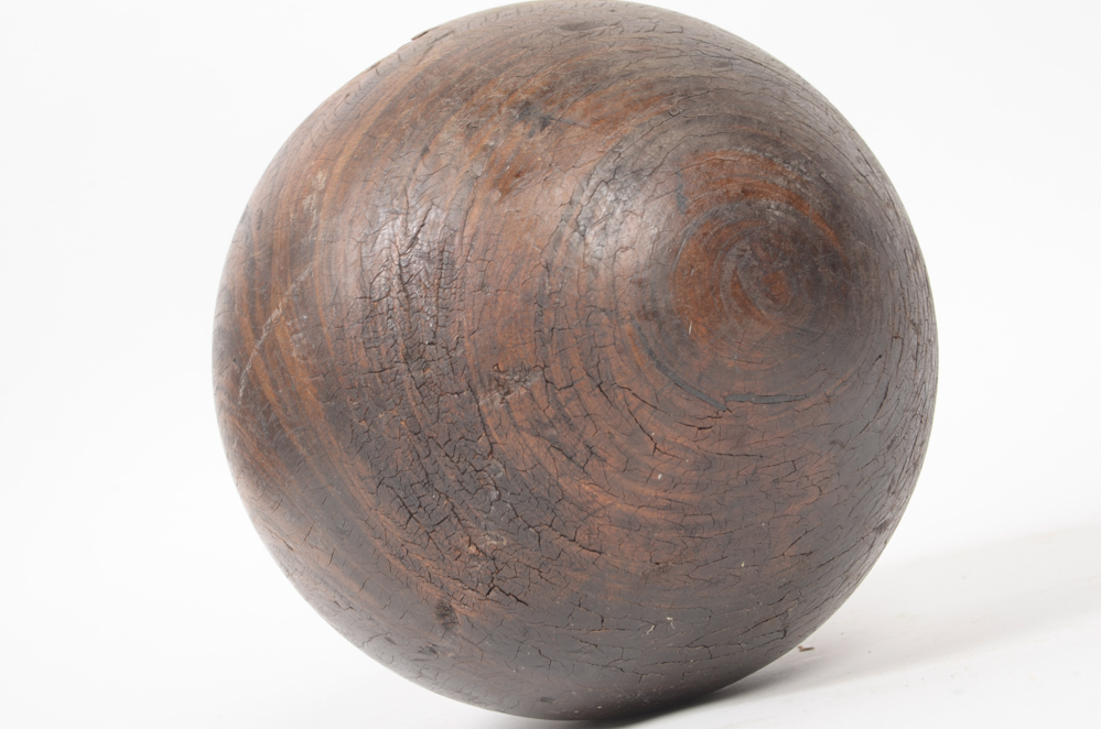 Early 20th Century Wood Bowling Ball and Pins