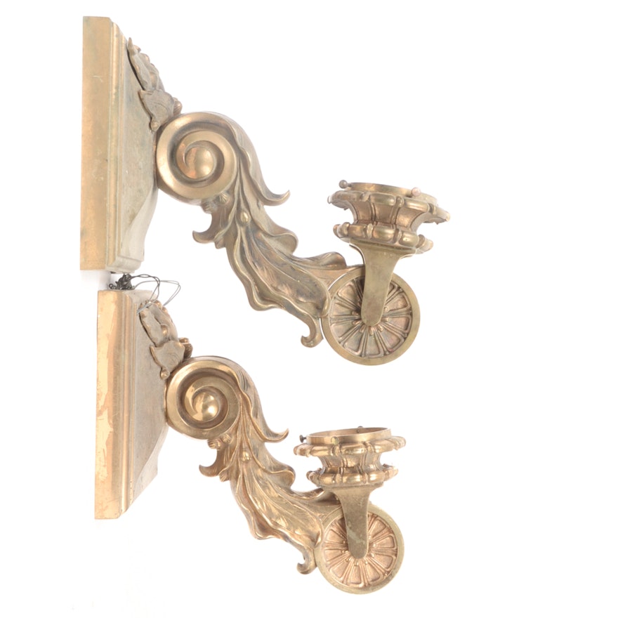 Pair of Neoclassical Bronze Tone Sconces