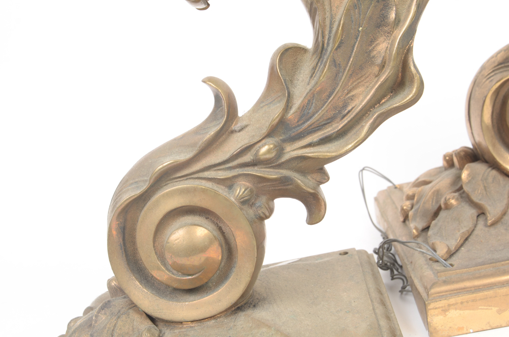 Pair of Neoclassical Bronze Tone Sconces