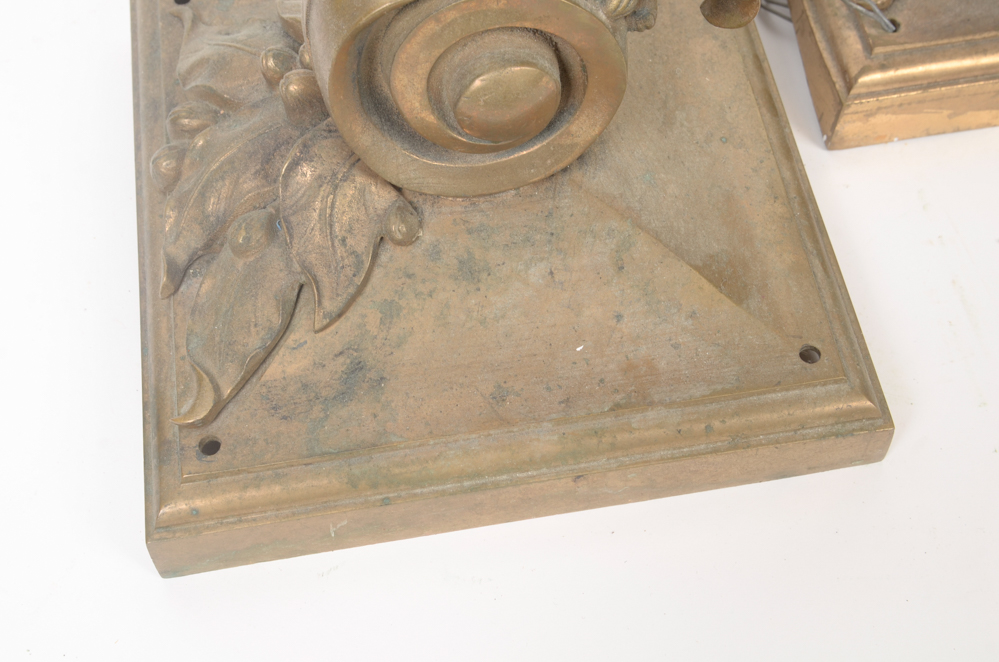 Pair of Neoclassical Bronze Tone Sconces