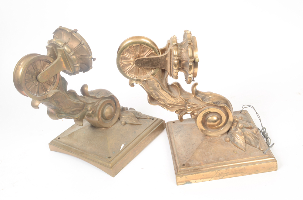 Pair of Neoclassical Bronze Tone Sconces