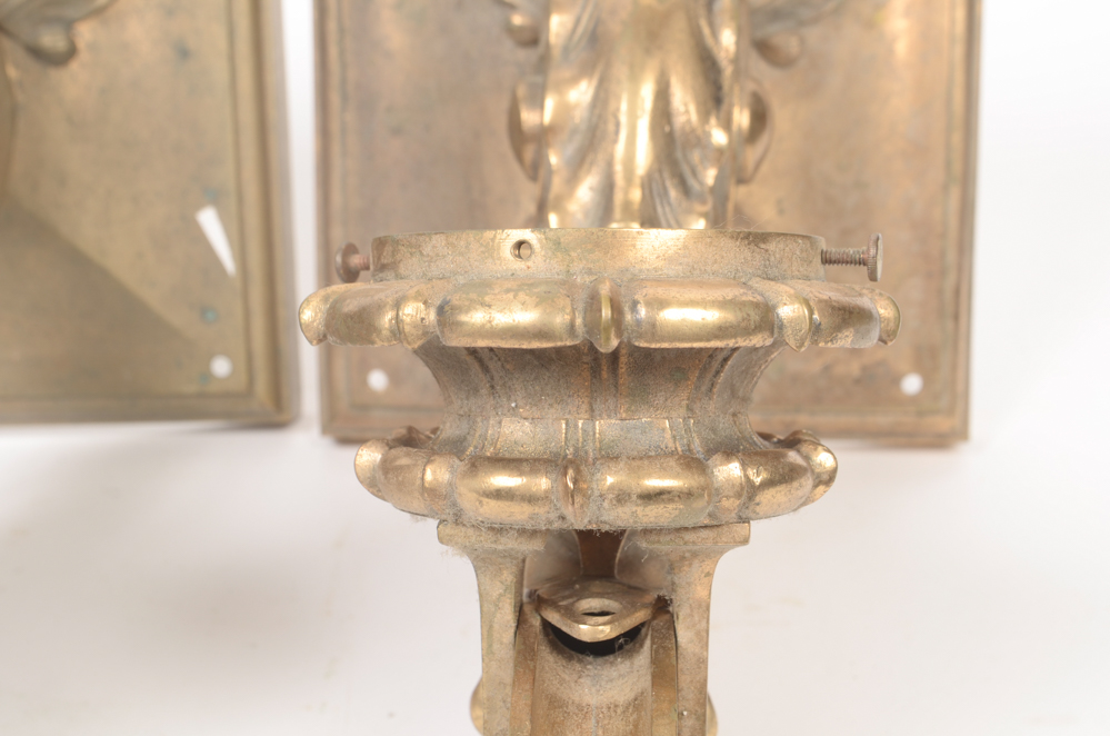 Pair of Neoclassical Bronze Tone Sconces
