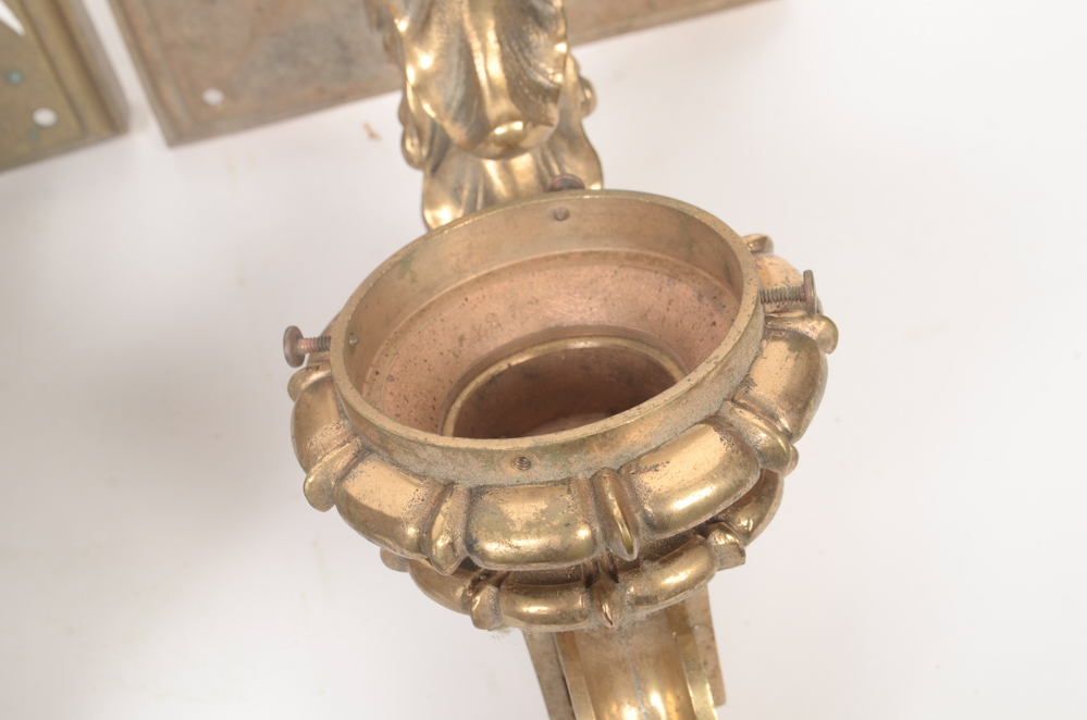 Pair of Neoclassical Bronze Tone Sconces