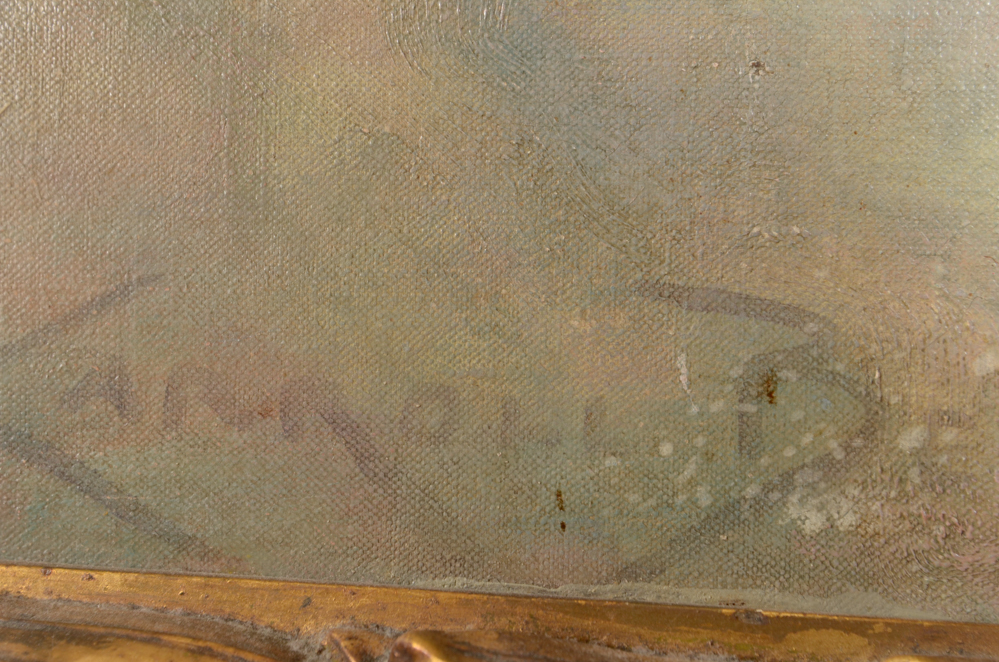 James Carroll Beckwith Oil Painting of Female Nude in Clouds