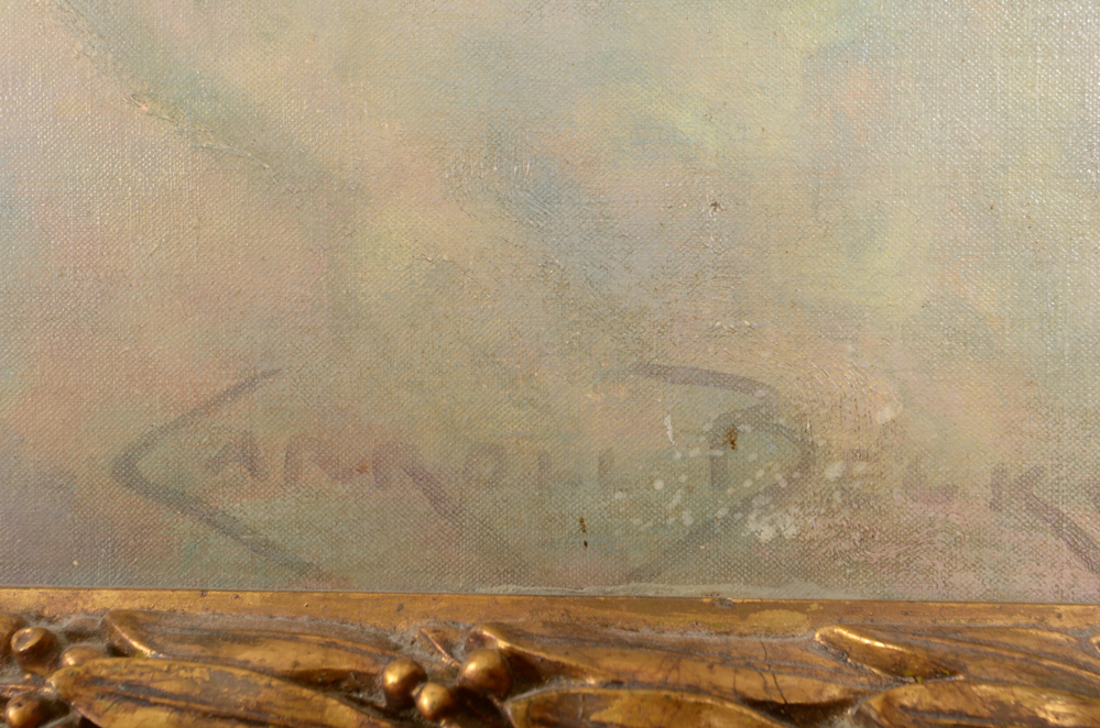 James Carroll Beckwith Oil Painting of Female Nude in Clouds