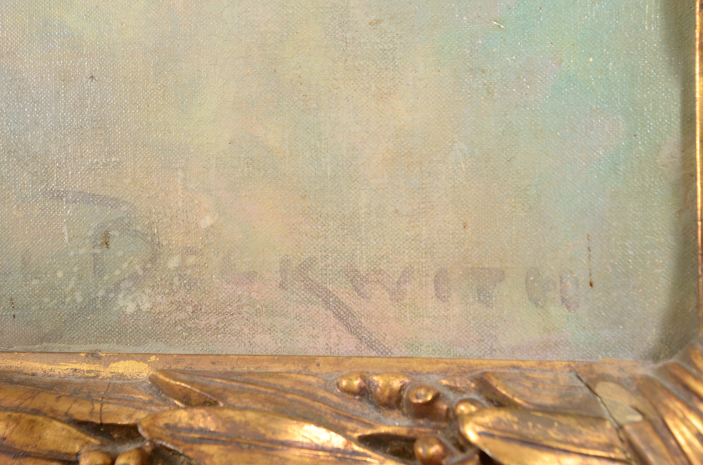 James Carroll Beckwith Oil Painting of Female Nude in Clouds