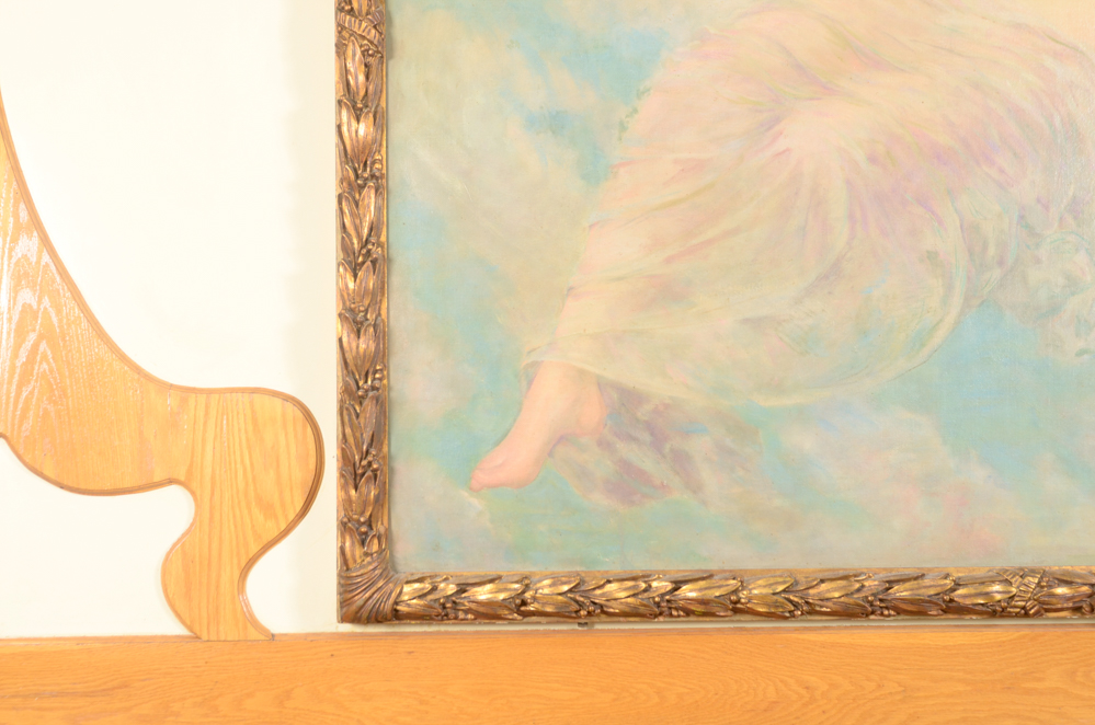 James Carroll Beckwith Oil Painting of Female Nude in Clouds