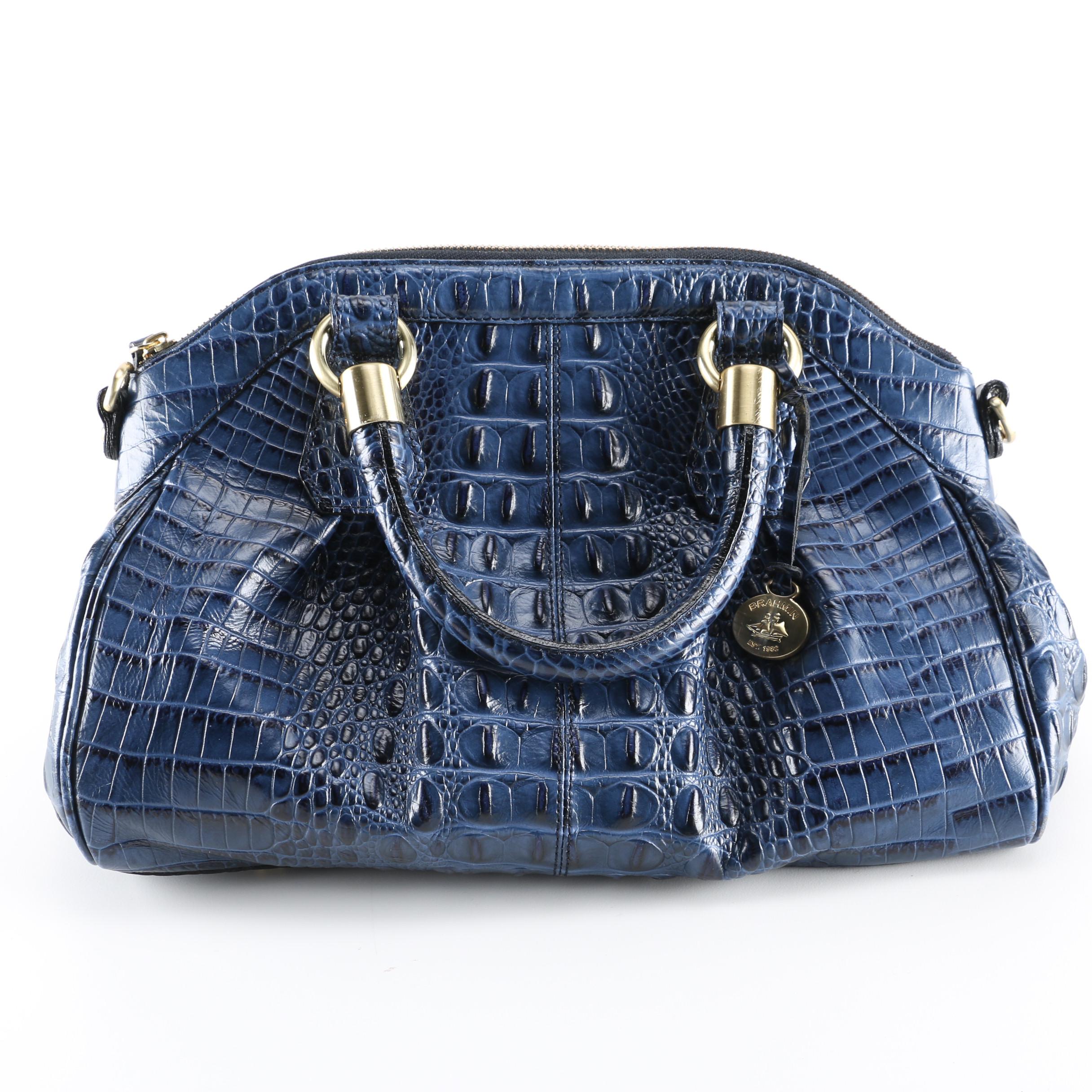 Brahmin "Louise Rose" Embossed Crocodile Leather Satchel Bag