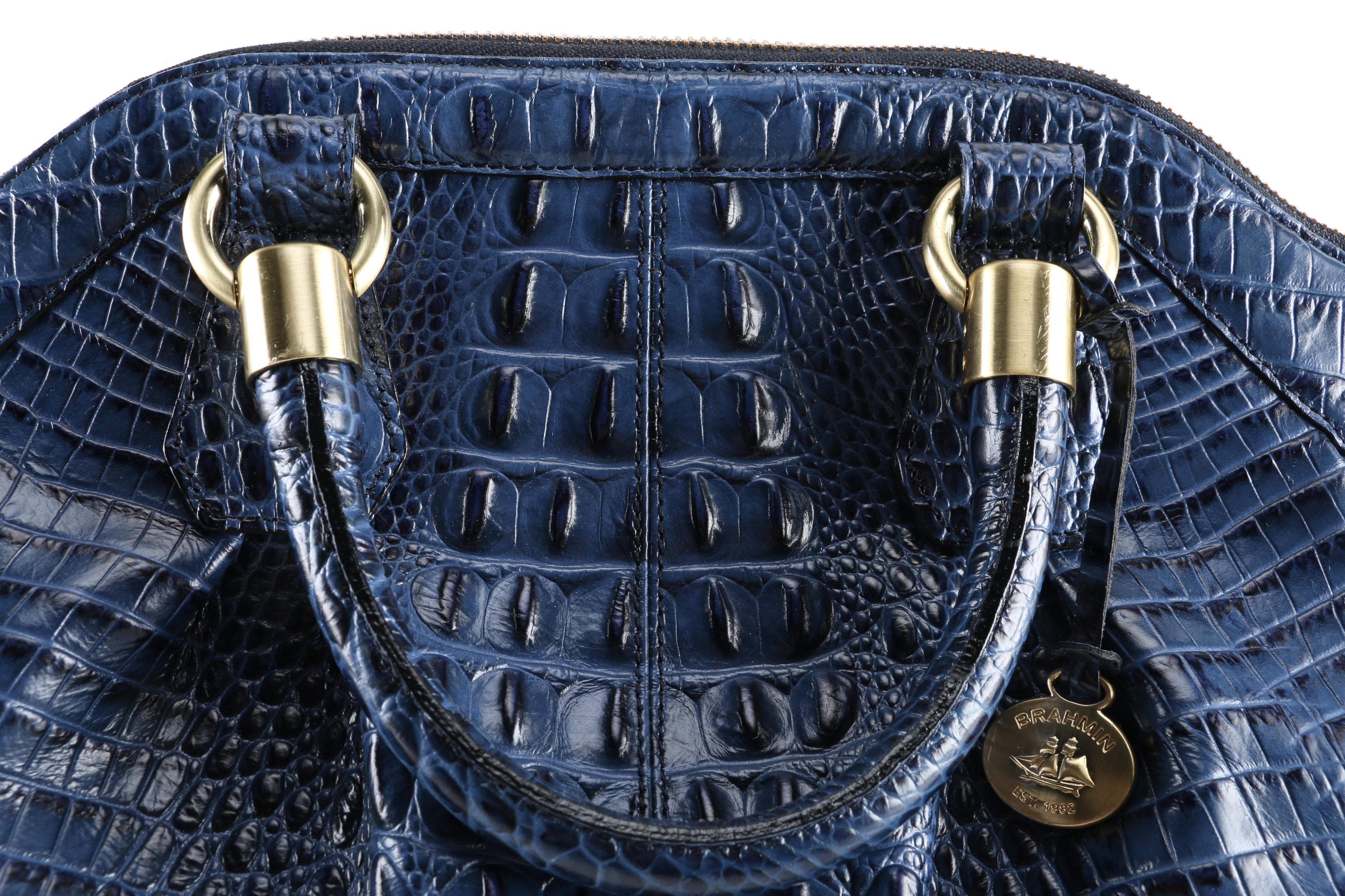 Brahmin "Louise Rose" Embossed Crocodile Leather Satchel Bag