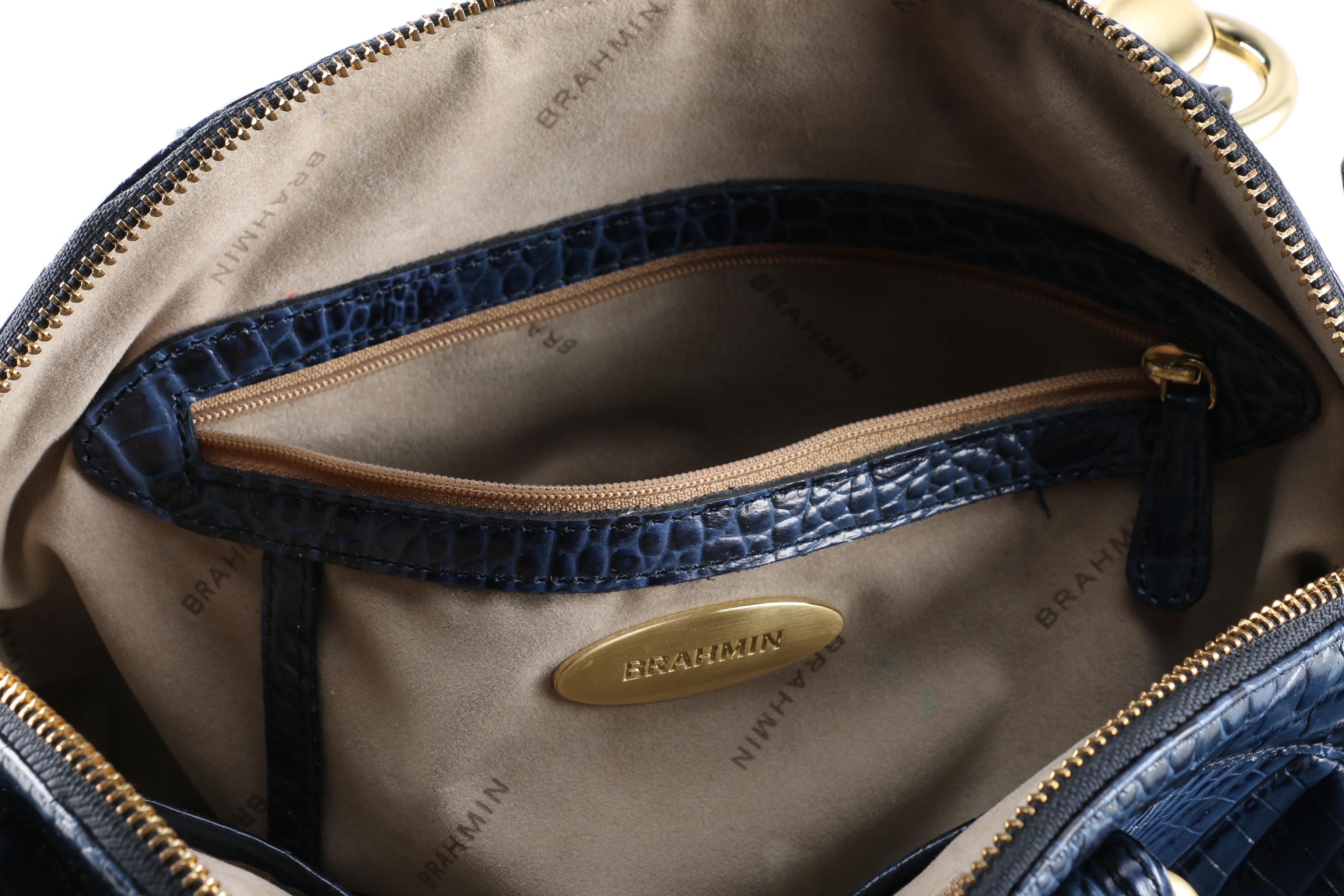 Brahmin "Louise Rose" Embossed Crocodile Leather Satchel Bag