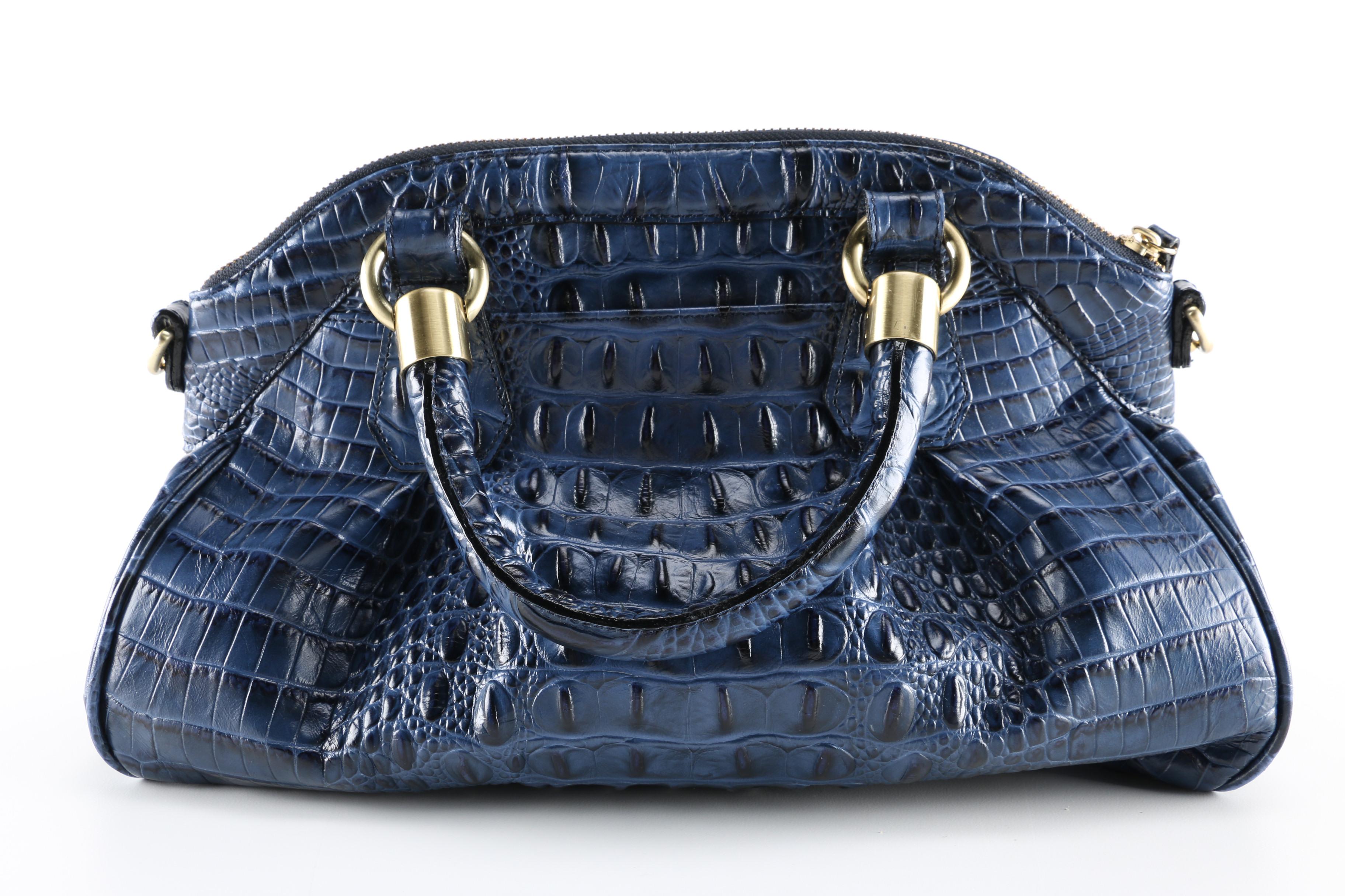 Brahmin "Louise Rose" Embossed Crocodile Leather Satchel Bag