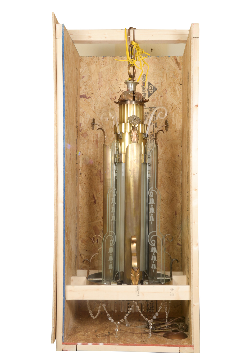 Large Art Deco Chandelier with Transportation Crate