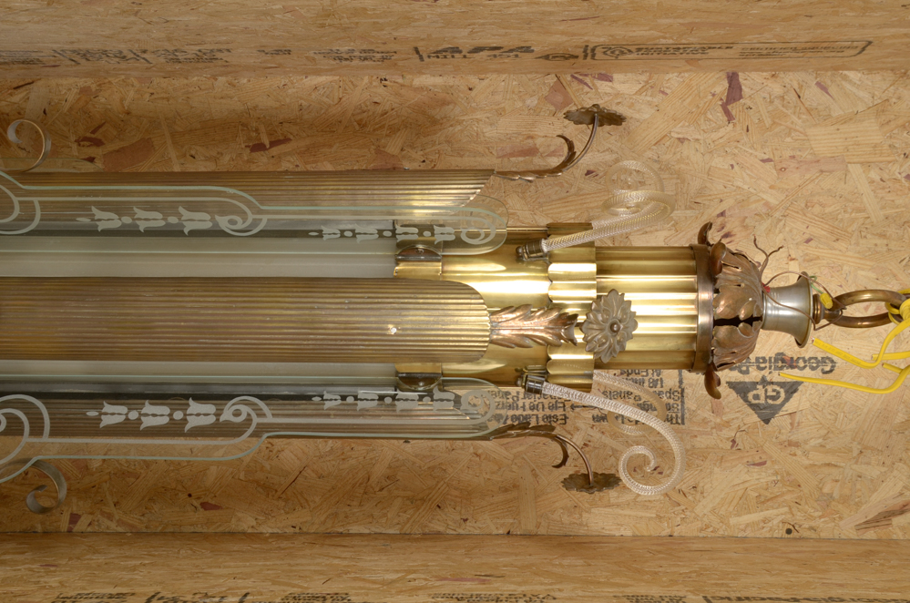 Large Art Deco Chandelier with Transportation Crate