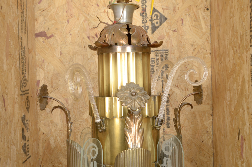 Large Art Deco Chandelier with Transportation Crate