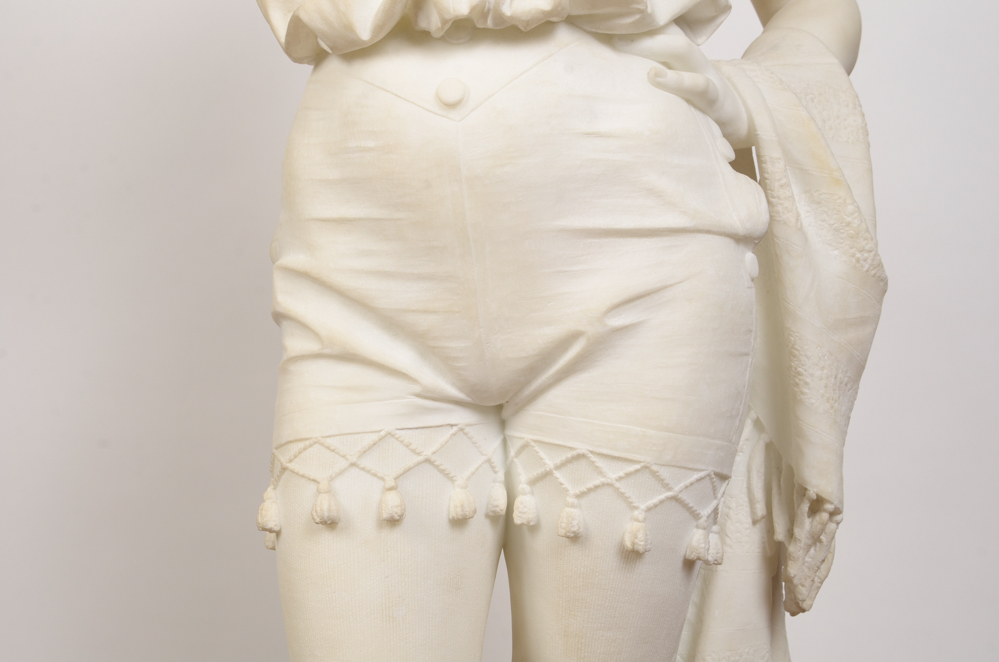 Studio of A. Gambi Marble Sculpture of Young Lady Raising a Glass