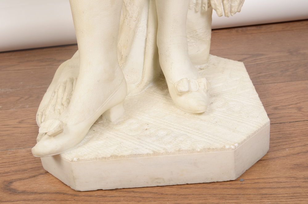 Studio of A. Gambi Marble Sculpture of Young Lady Raising a Glass
