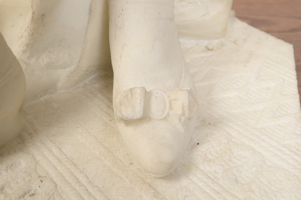 Studio of A. Gambi Marble Sculpture of Young Lady Raising a Glass