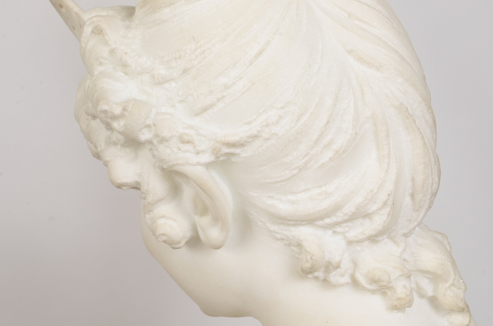 Studio of A. Gambi Marble Sculpture of Young Lady Raising a Glass
