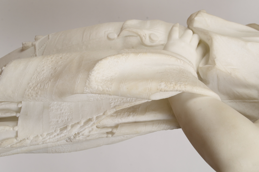 Studio of A. Gambi Marble Sculpture of Young Lady Raising a Glass