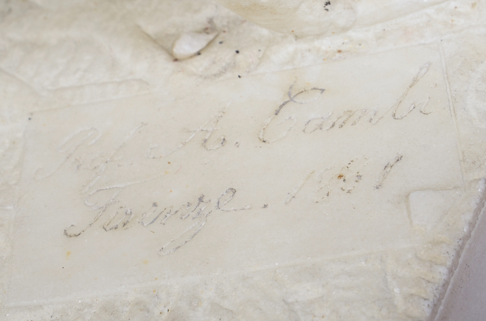 Studio of A. Gambi Marble Sculpture of Young Lady Raising a Glass
