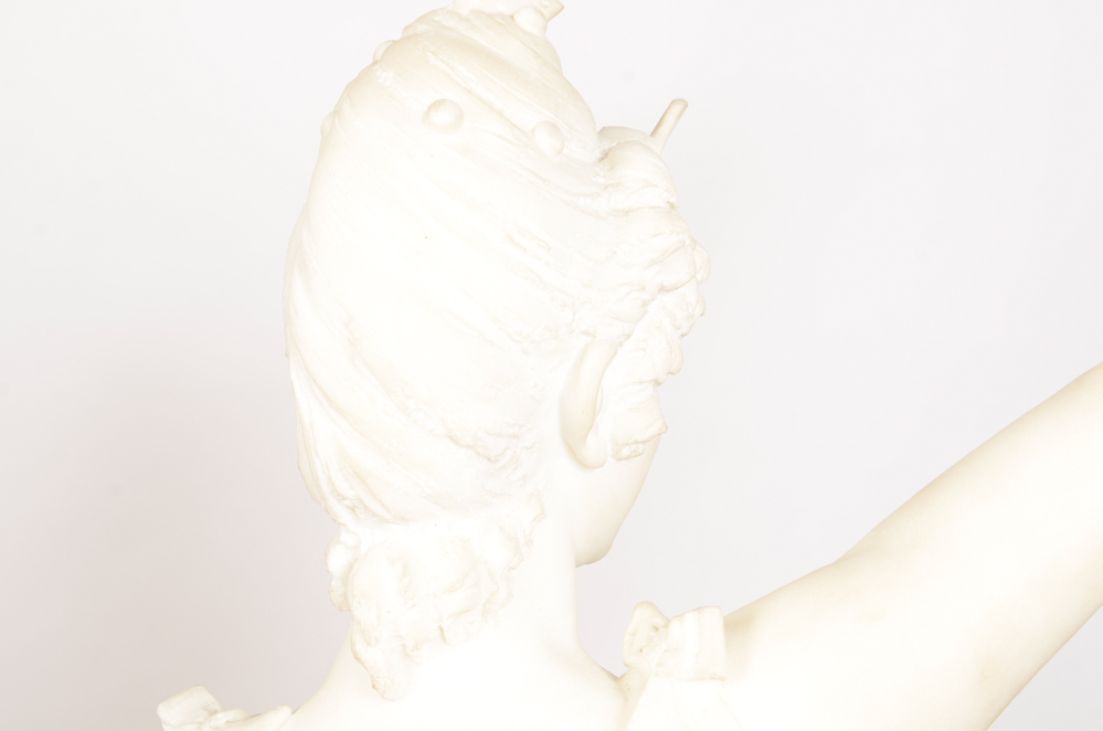 Studio of A. Gambi Marble Sculpture of Young Lady Raising a Glass