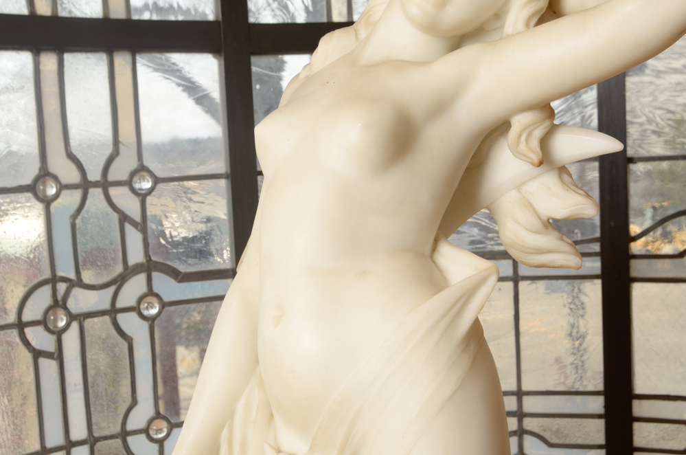 Rafaello Battelli Marble Statue of Diana