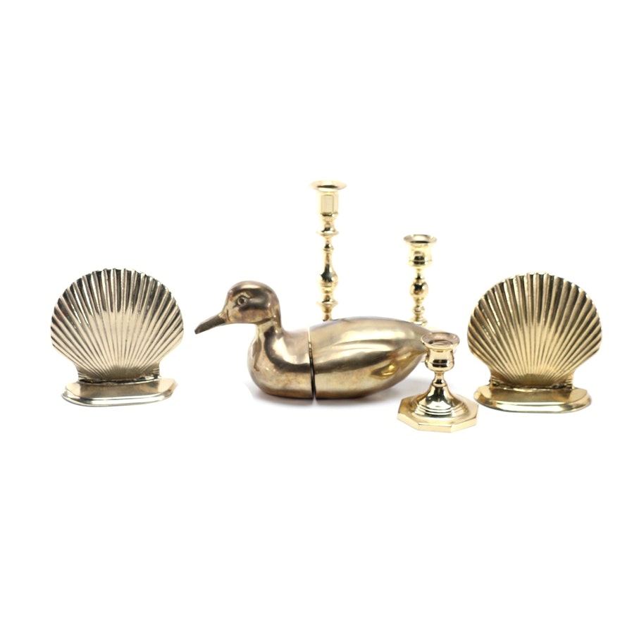 Brass Candle Holder and Bookend Collection