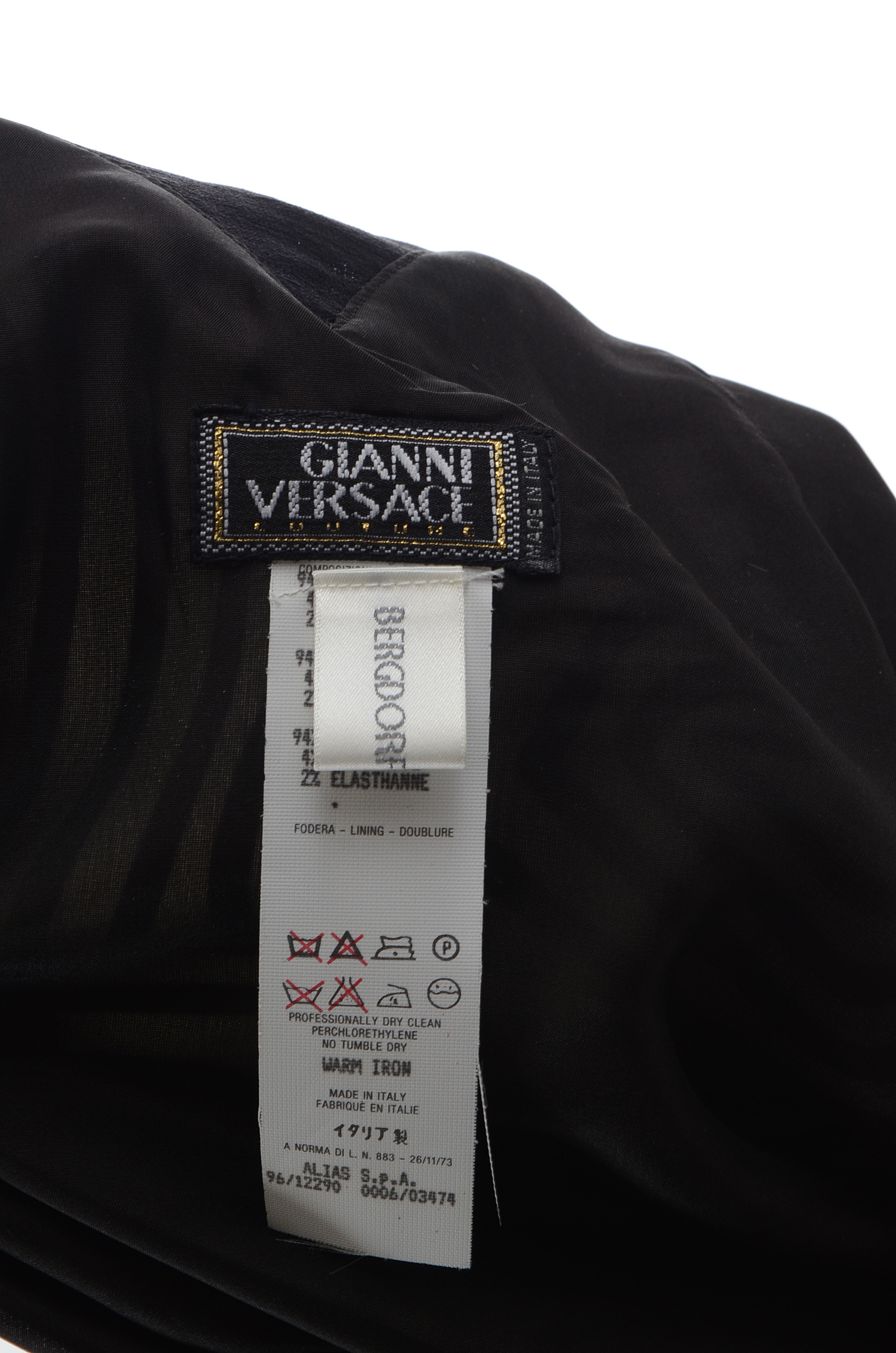 Gianni Versace Couture Black and White Silk Print Slip Dress Accented with Black Lace