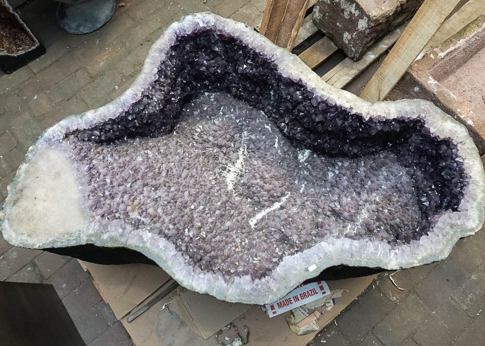 Amethyst Geode Table with Round Glass Top | EBTH