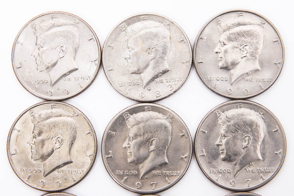 Collection of Kennedy Half Dollar Coins