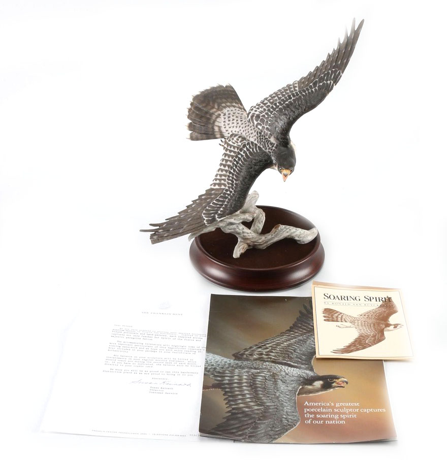 Franklin Mint Porcelain Falcon Figurine
