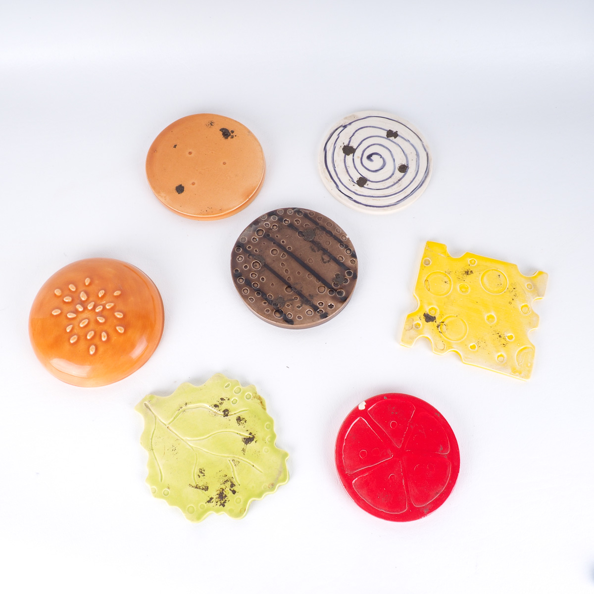 Vintage Ceramic Hamburger Coaster Set