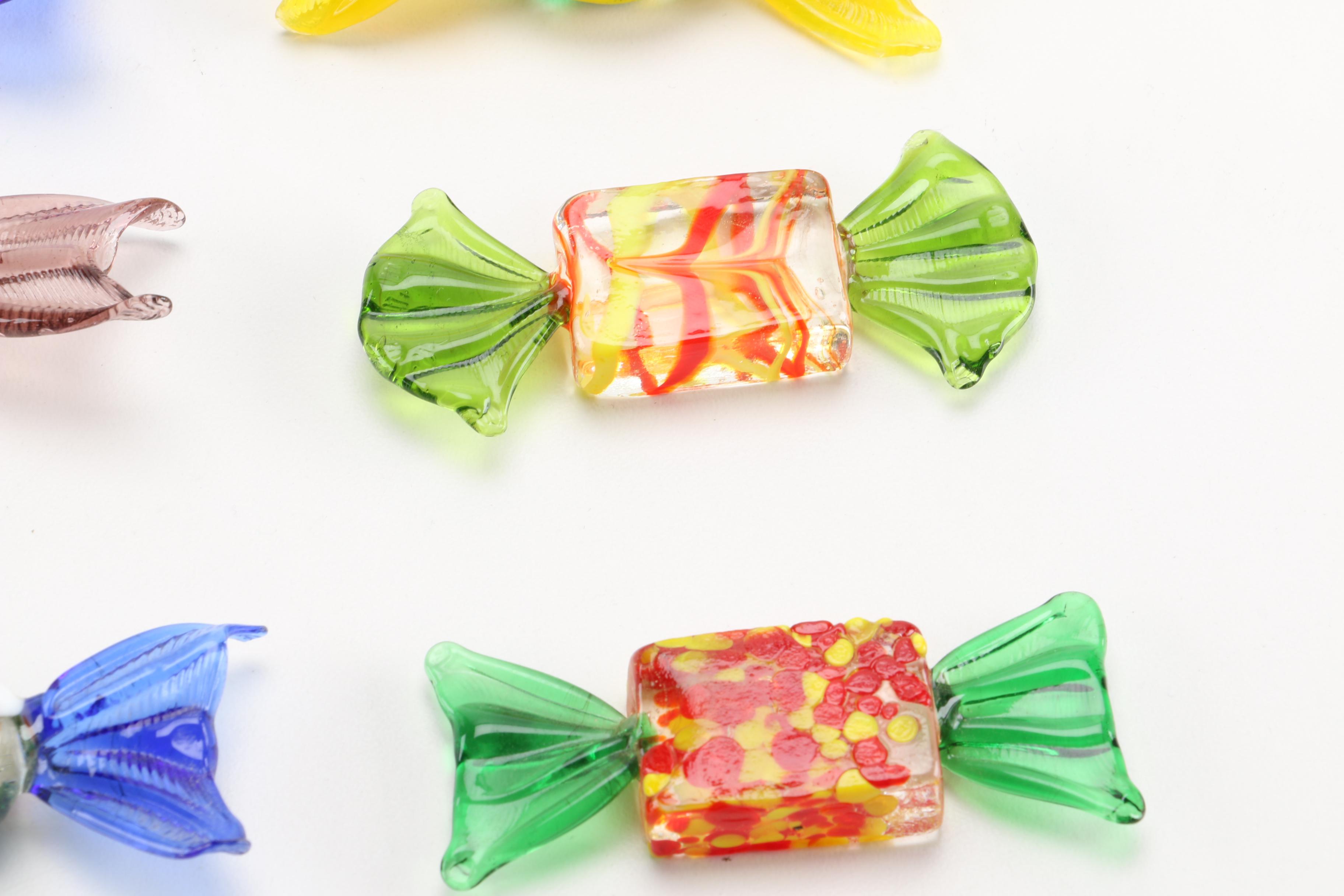 Hand Blown Glass Candy Dish With Glass Candy Collection