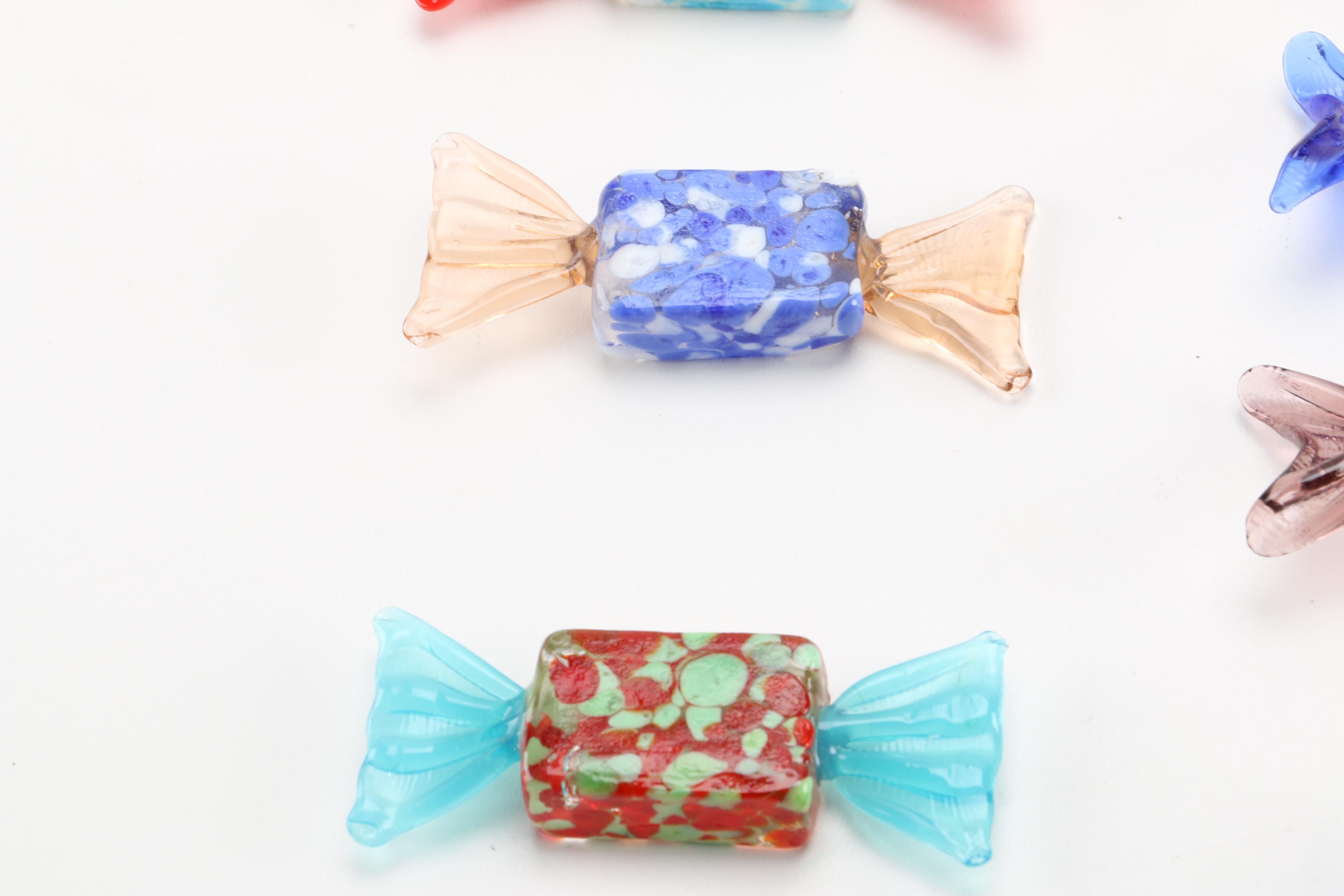 Hand Blown Glass Candy Dish With Glass Candy Collection