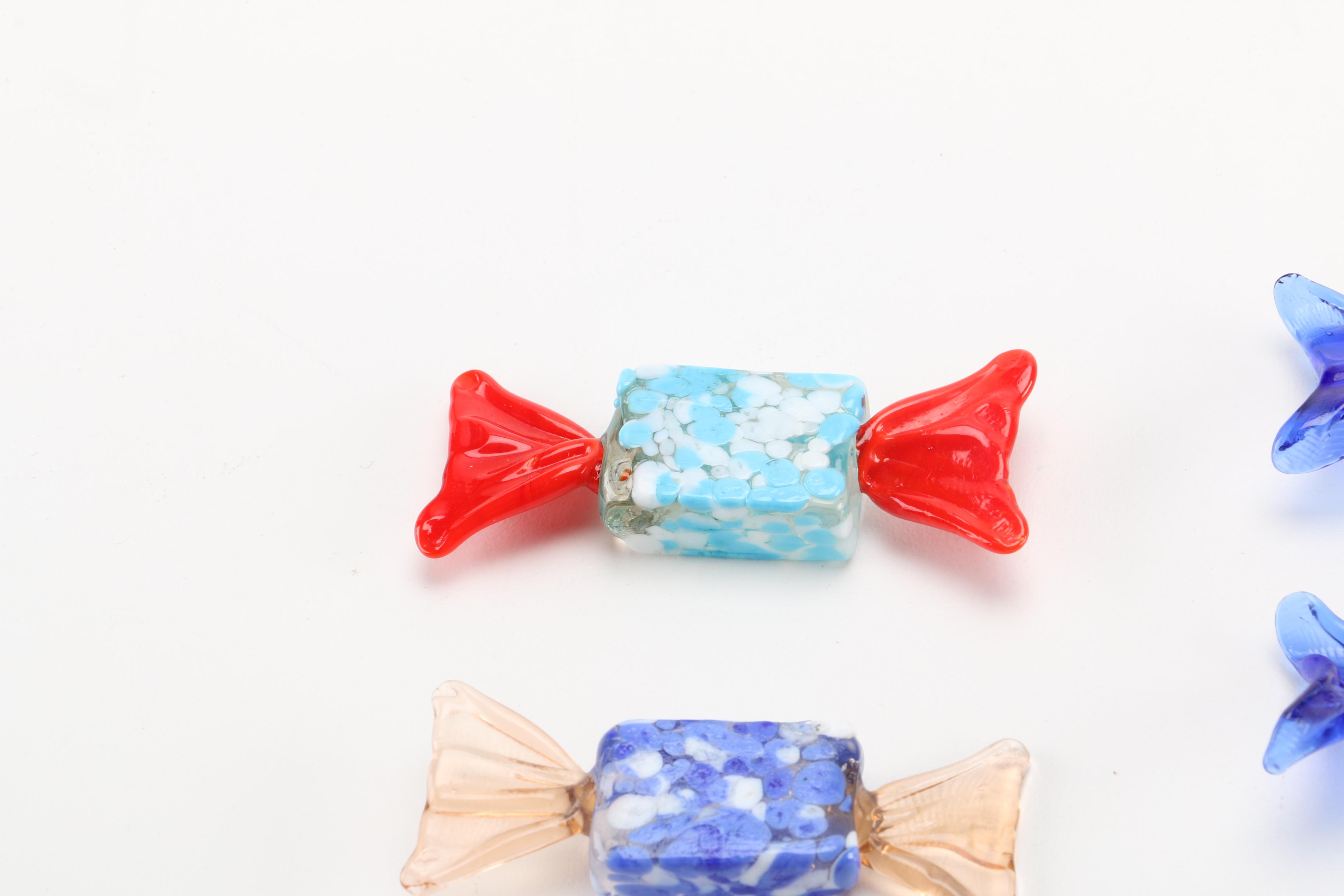 Hand Blown Glass Candy Dish With Glass Candy Collection