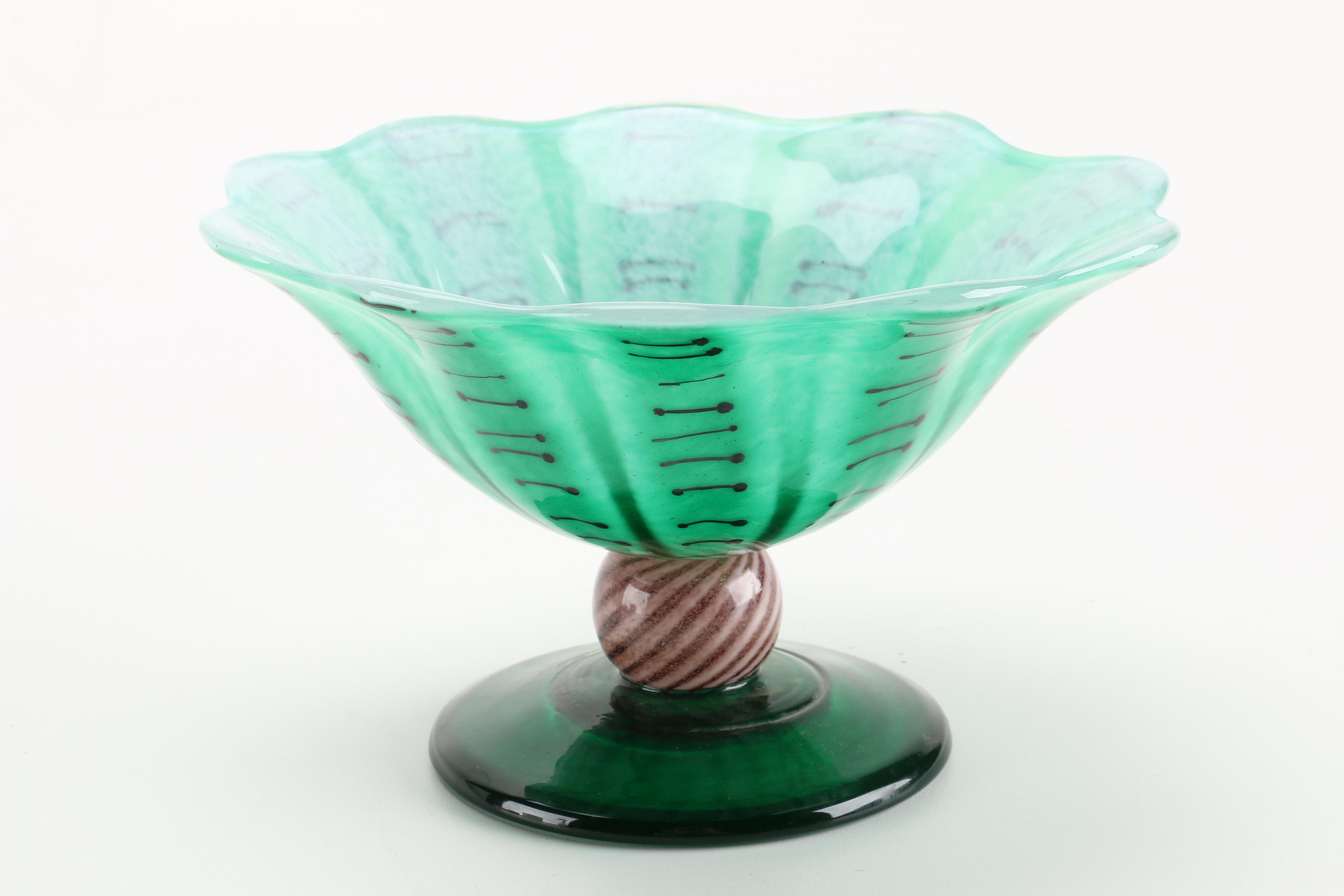 Hand Blown Glass Candy Dish With Glass Candy Collection