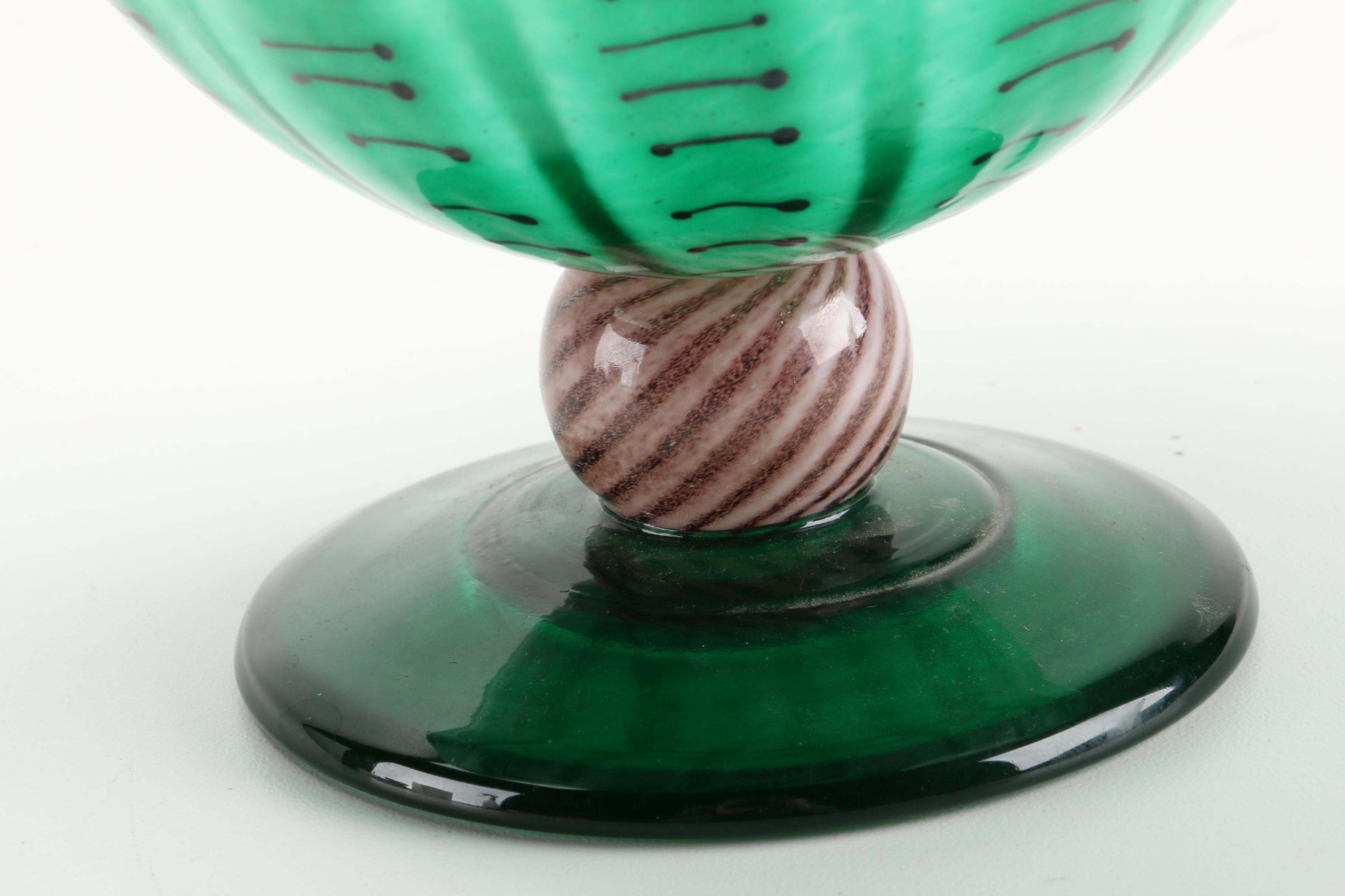 Hand Blown Glass Candy Dish With Glass Candy Collection