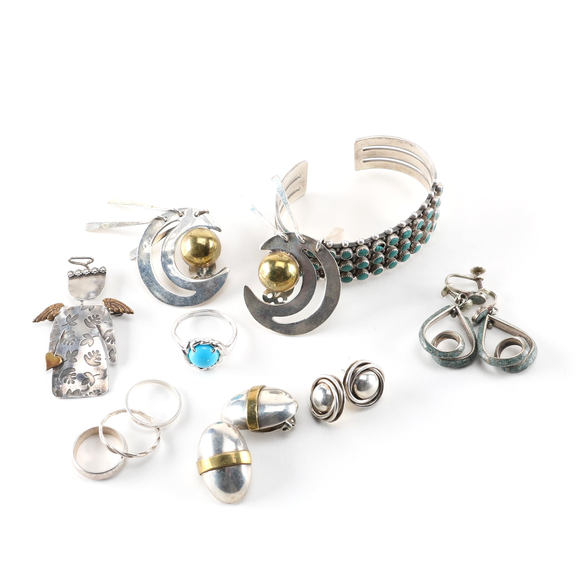 Group of Sterling Silver and Silver Tone Jewelry