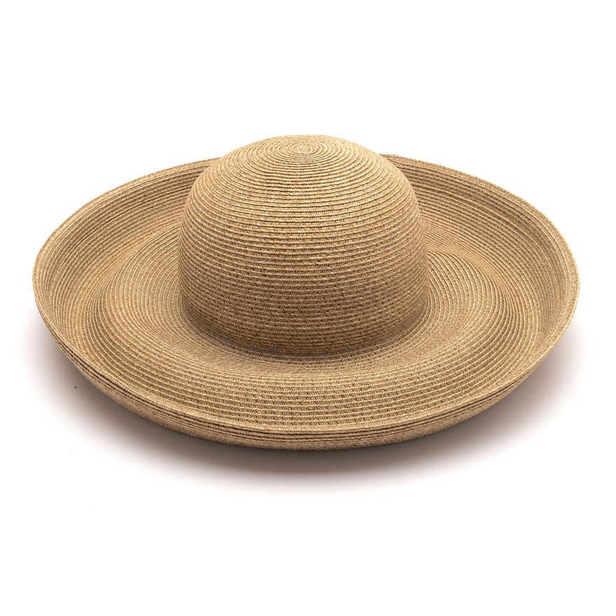 Eric Javits of New York Natural Straw Hat with Upturned Brim