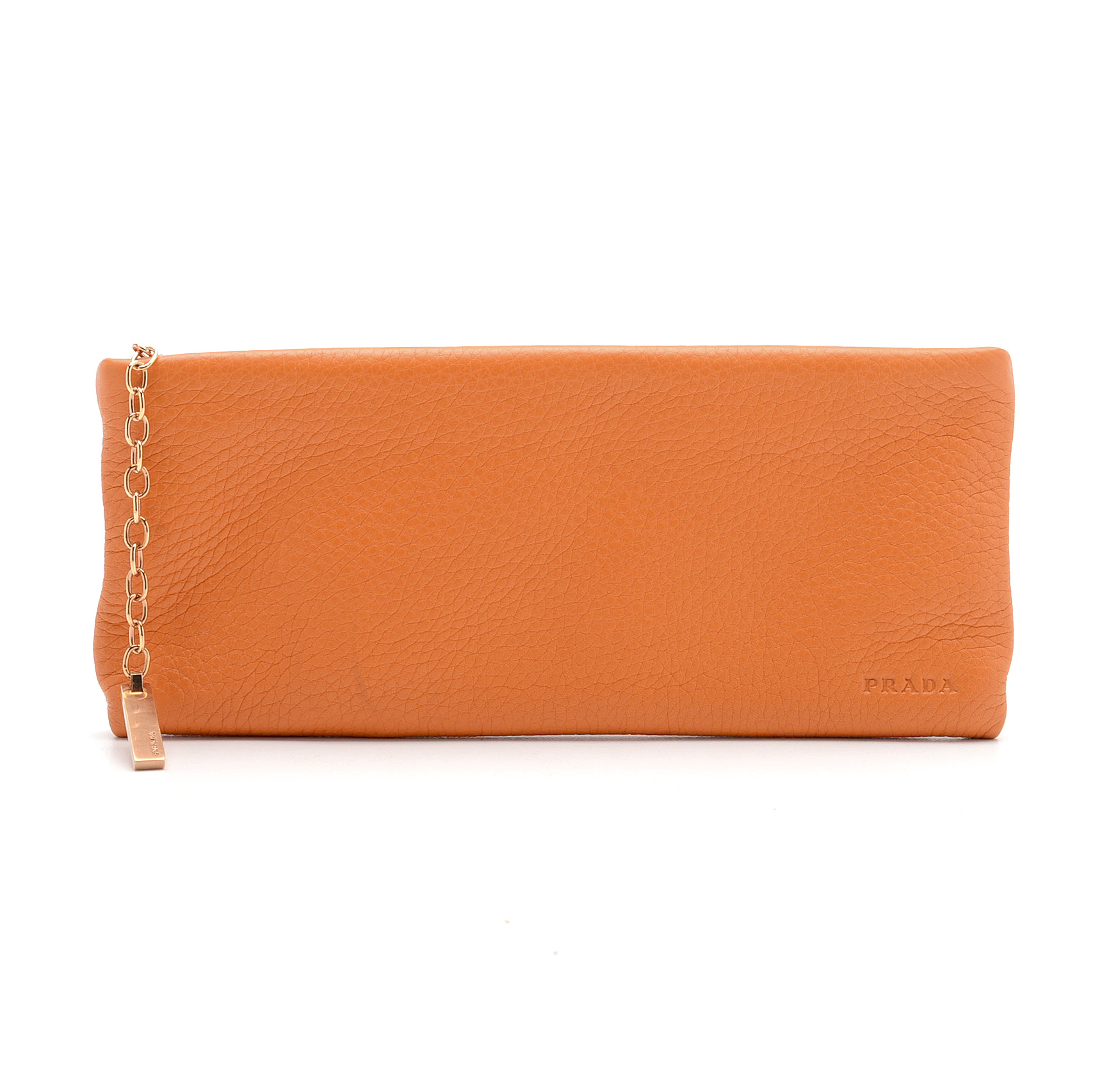2001 Prada Orange Daino Leather Clutch