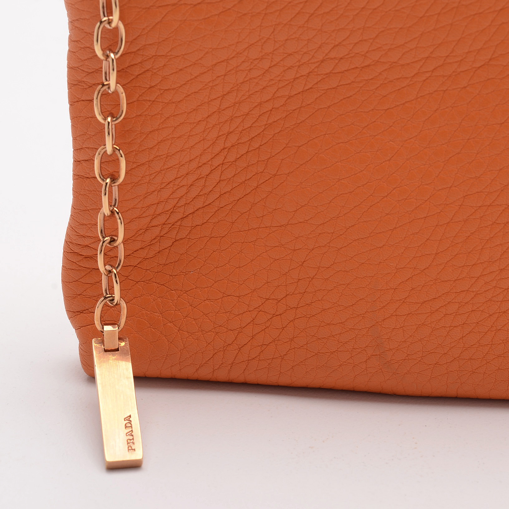 2001 Prada Orange Daino Leather Clutch
