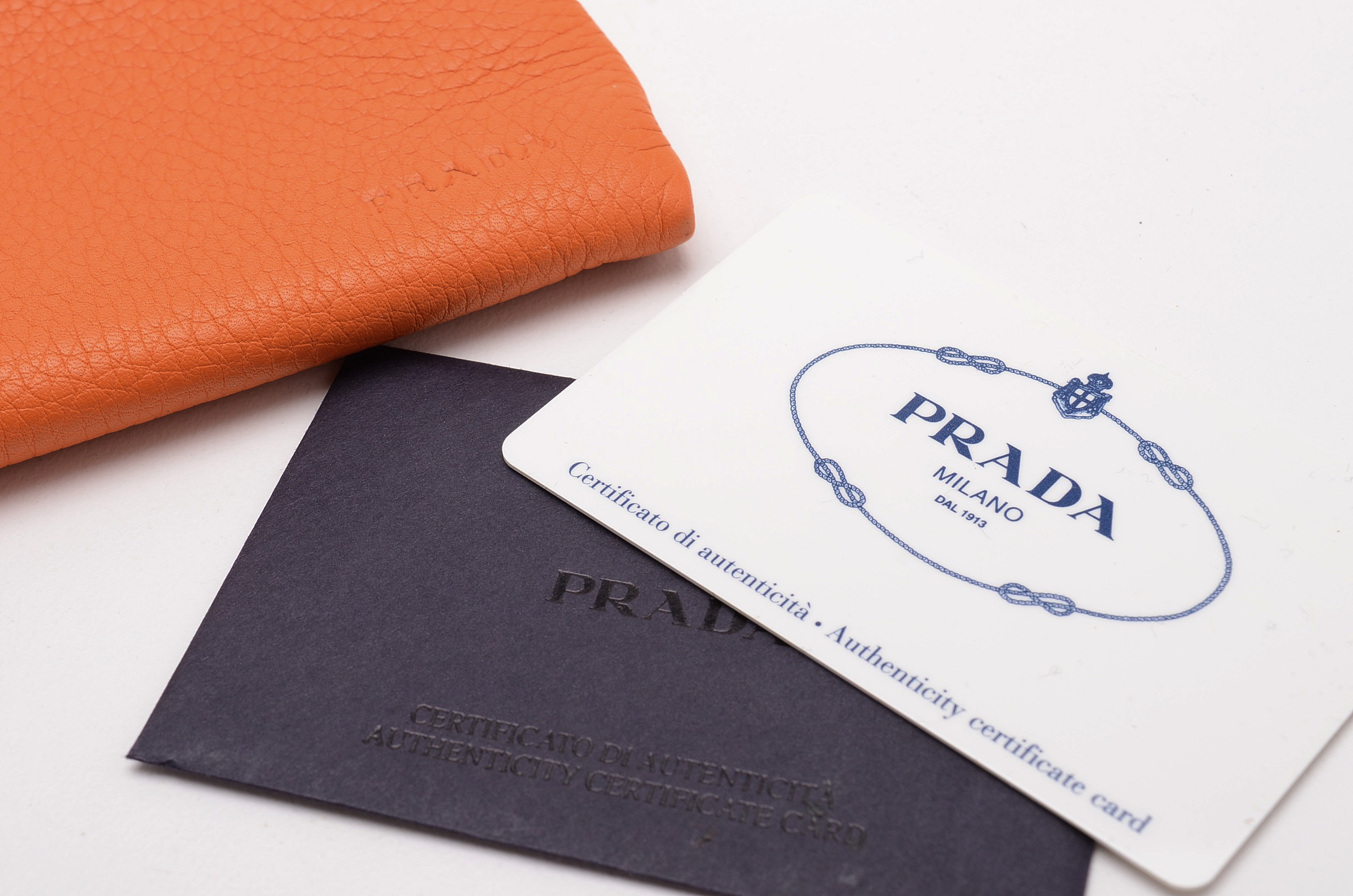 2001 Prada Orange Daino Leather Clutch