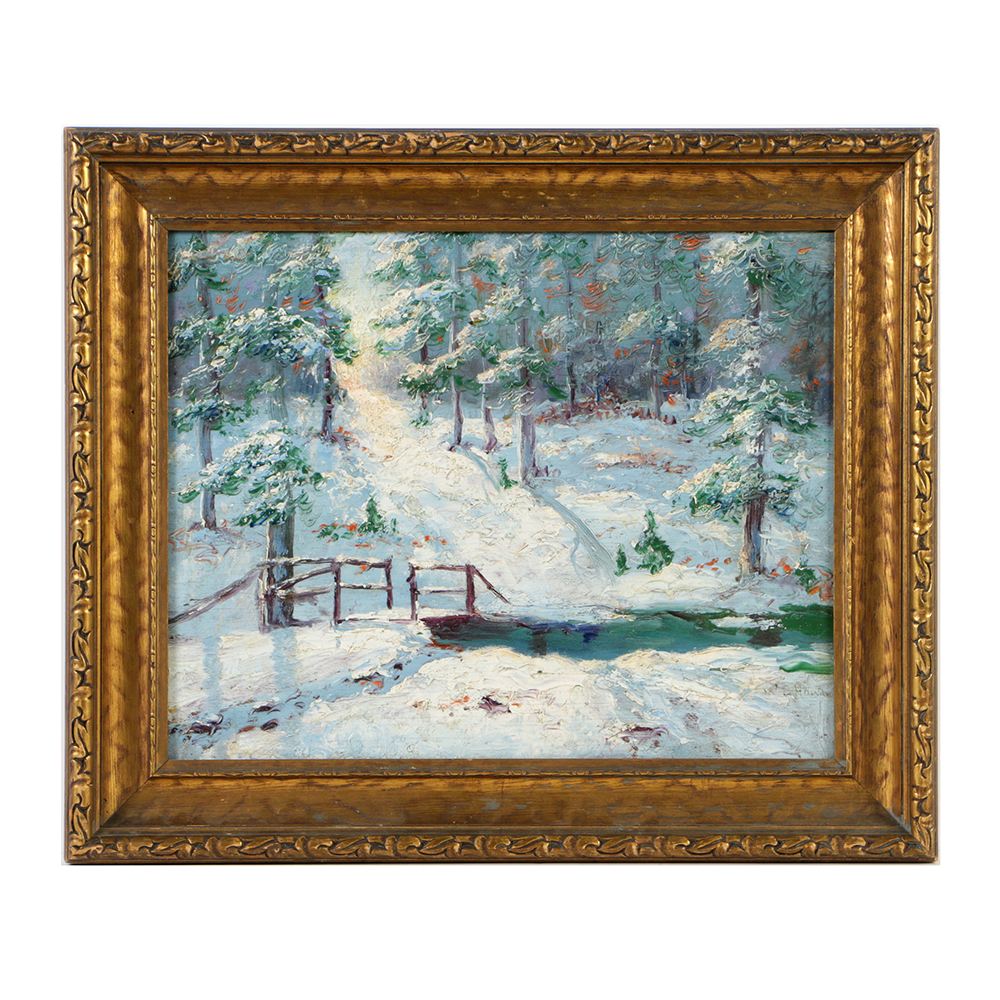 Wallace Howard Oil Painting on Board Wintry Landscape