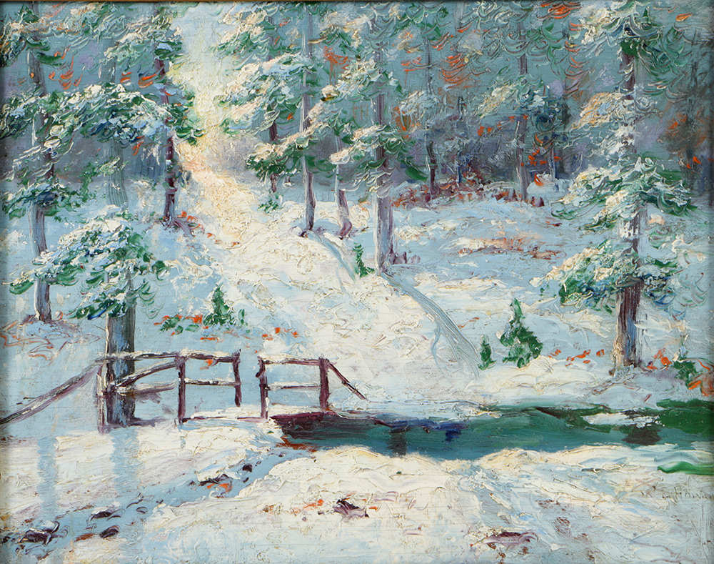Wallace Howard Oil Painting on Board Wintry Landscape