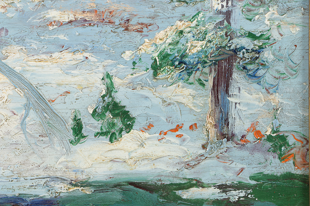 Wallace Howard Oil Painting on Board Wintry Landscape