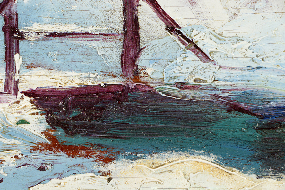 Wallace Howard Oil Painting on Board Wintry Landscape