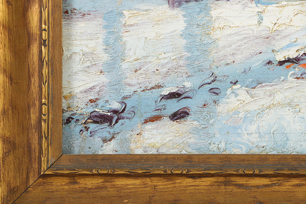 Wallace Howard Oil Painting on Board Wintry Landscape