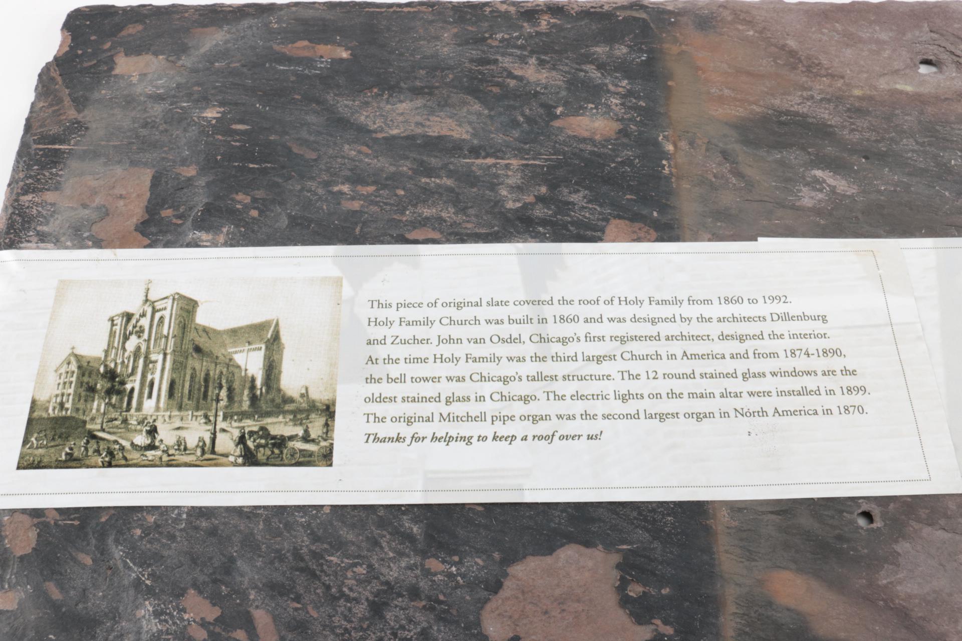 Historic Church Roof Tile and Vintage Religious Lamp